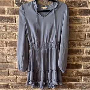 Altar'd State Gray Ruffle Trim Top